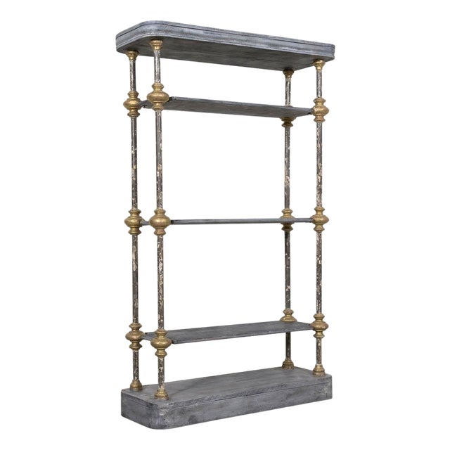Large Bespoke French Industrial Artist's Shelf or Étagère With 19th Century Giltwood Fragments For Sale