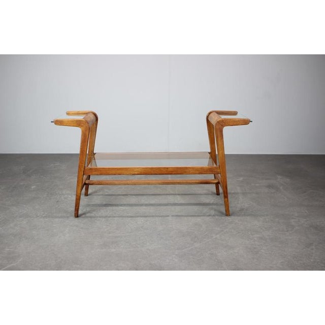 A sculptural mid-century plant stand attributed to uluv, produced in czechoslovakia during the 1960s. The stand features a...