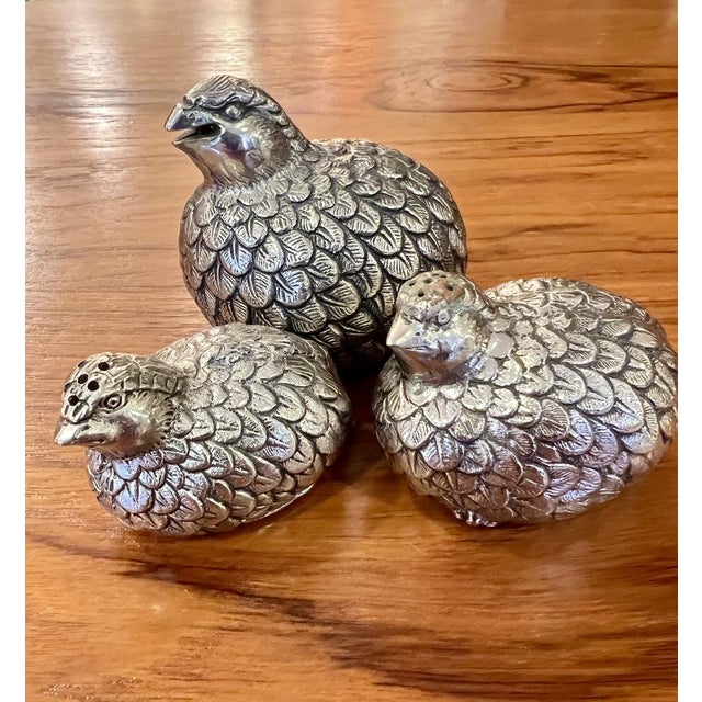 1970s Vintage Coarse Salt and Pepper Shakers in the Shape of Quails by Gucci for Gucci, 1960s, Set of 3 For Sale - Image 5 of 11