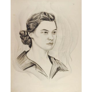 1950's Drawing Female Portrait For Sale