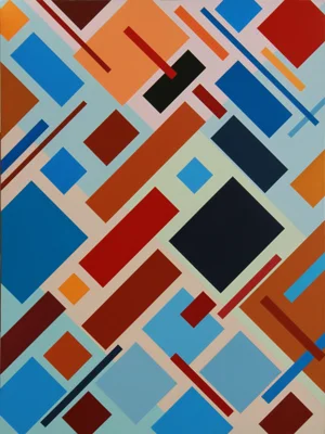 "Seeking" Contemporary Geometric Hard Edge Acrylic Painting by Sassoon Kosian