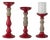 Red Candle Holder with Wood Accent (Set of 3) For Sale