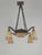 Art Deco French Art Deco Chandelier by Vasseur & Ejg 1920s - Amber Glass & Wrought Iron For Sale - Image 3 of 10