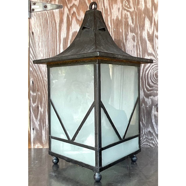 Vintage Boho Iron Lantern For Sale - Image 4 of 5