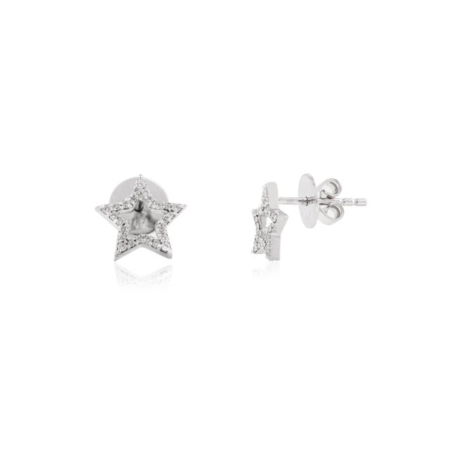 Open Star Celestial Design Diamond Stud Earrings - a Pair For Sale - Image 4 of 11