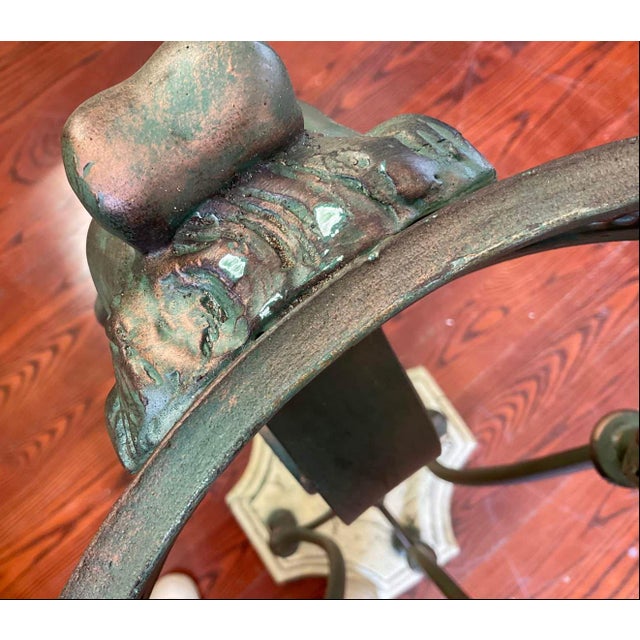 1960s Pair of Neoclassical Lion-Head Plant Stands With Faux-Marble Base For Sale - Image 14 of 17