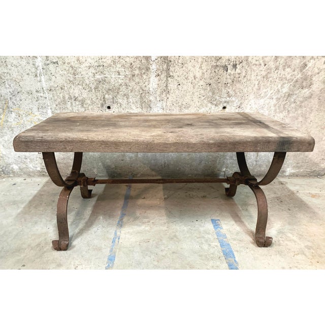 Vintage French Coffee Table With Wrought Iron Base Chairish