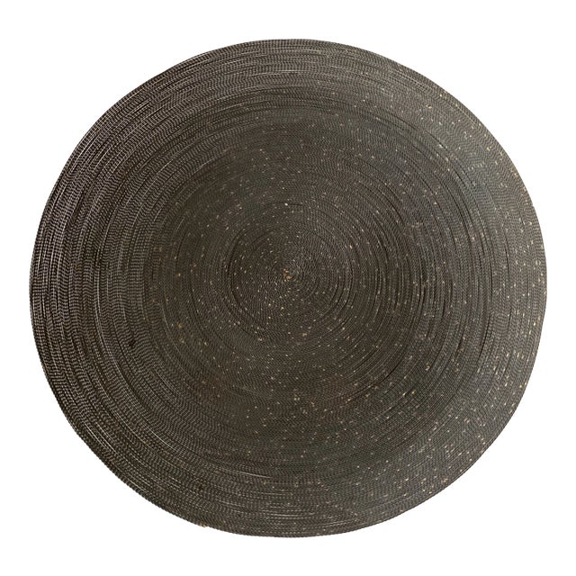 Modern Minimal Roost Large Grey Wire With Gold Flecks Shallow Bowl For Sale