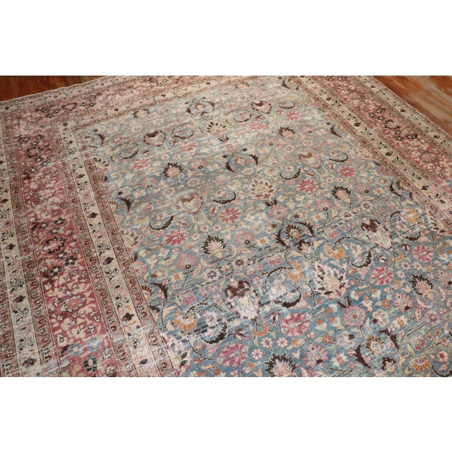 Antique Zabihi Collection Worn Persian Meshed Rug For Sale In New York - Image 6 of 12