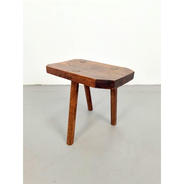 Vintage French 3-Legged Milking Stool in Oak, 1950s For Sale - Image 9 of 9