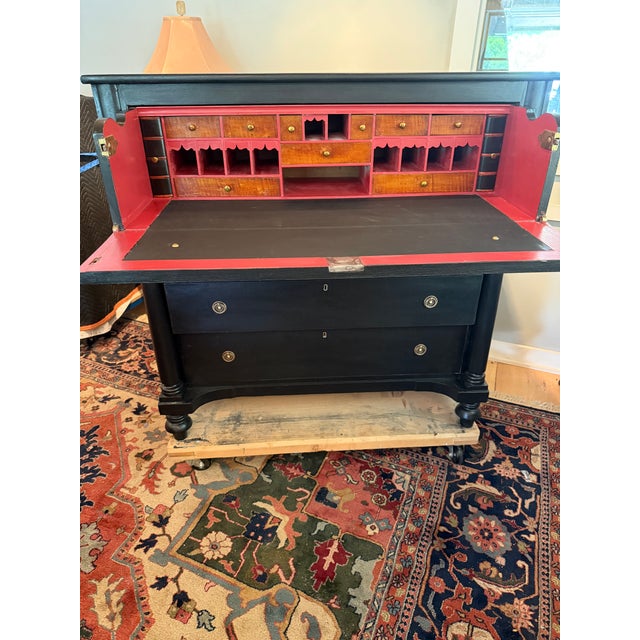 An original Empire Butler's Desk painted in Farrow and Ball Coal black.