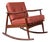 Restored 1950's Danish Teak Rocking Chair in Terra Cotta Leather by Moreddi For Sale