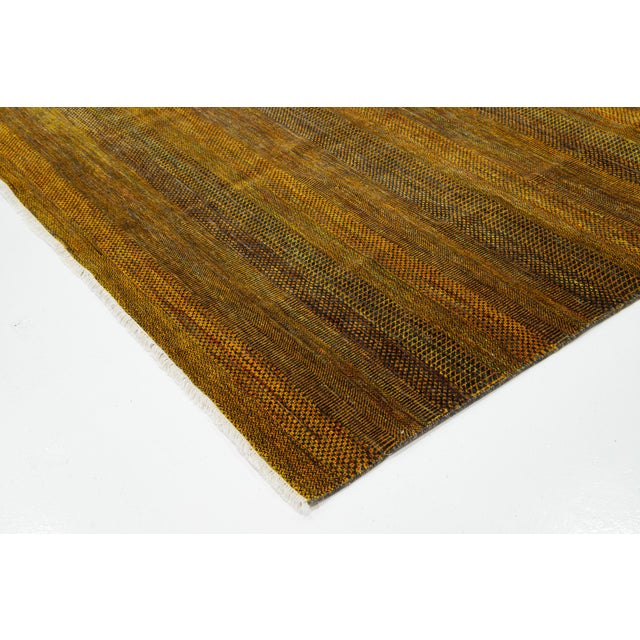 2020s Modern Savannah Handmade Wool Rug With Geometric Pattern in Goldenrod For Sale - Image 5 of 7