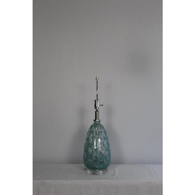 Blue Mid 20th Century Seguso Style Transparent Murano Lamp For Sale - Image 8 of 12