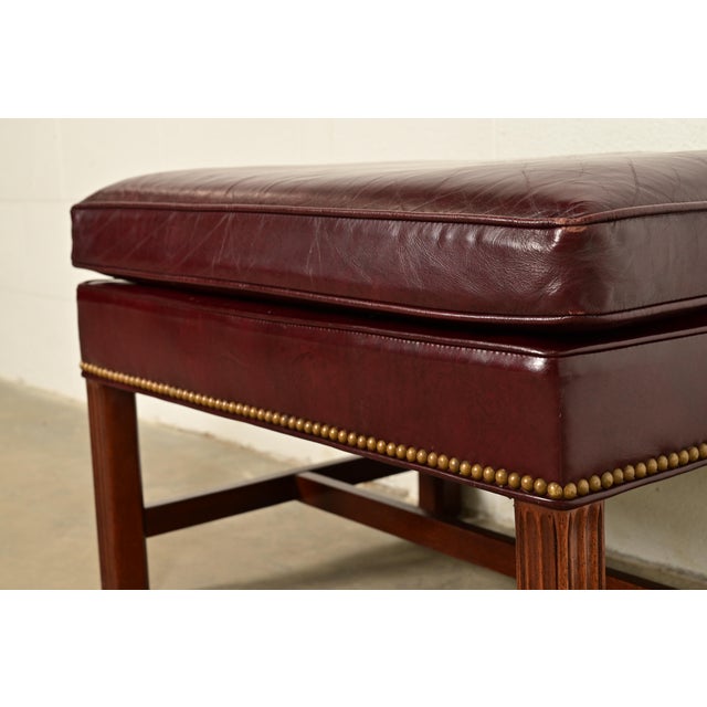 Wood Hancock & Moore Chippendale Leather Ottoman For Sale - Image 7 of 11
