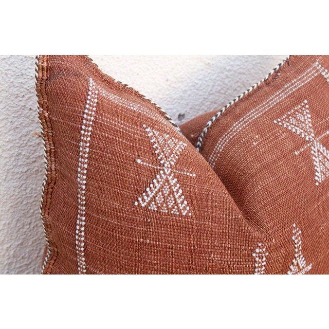 1990s Rust Cascade Cactus Silk Moroccan Pillow For Sale - Image 5 of 7