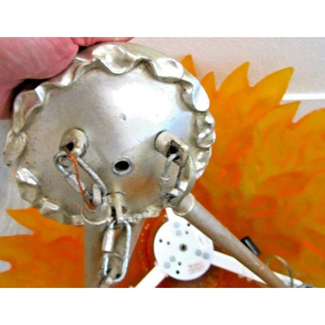 Large Sirmos Orange Fiberglass Resin Sun Design Art Deco Revival Chandelier For Sale - Image 9 of 14