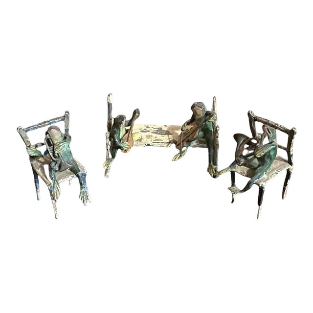 Late 19th Century Cold Painted Bronze Frog Musicians, Austrian - Set of 3 For Sale