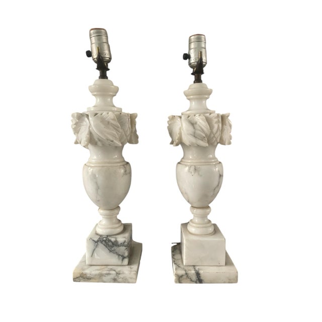 1950s 1950s Italian Neo Classical Alabaster Urn Lamps For Sale - Image 5 of 9