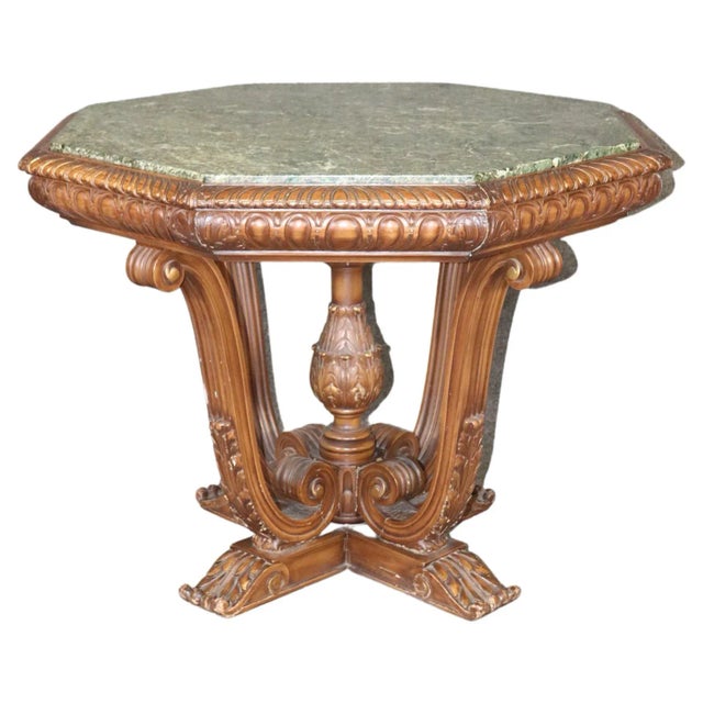 Octagonal Marble Top Carved Georgian Style Center Table For Sale - Image 11 of 11