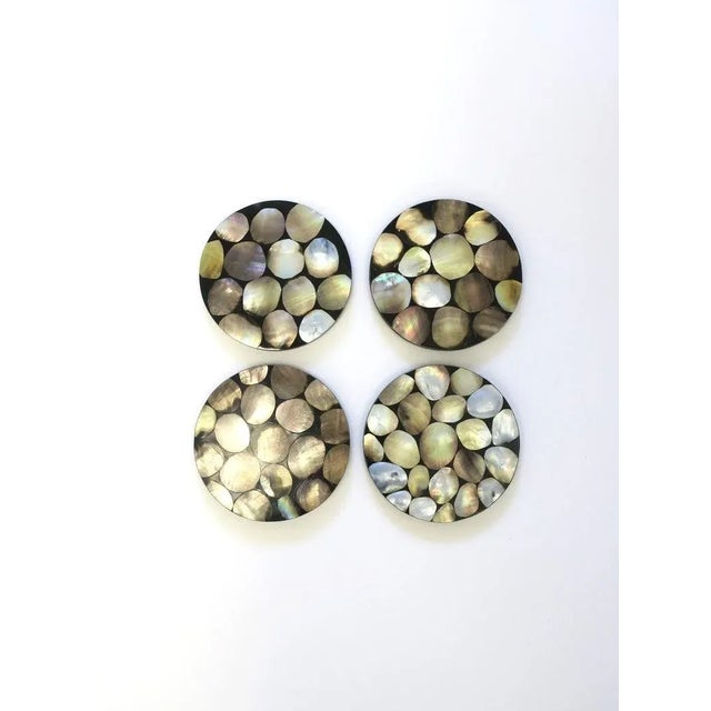Contemporary Abalone Seashell Cocktail Coasters by R & Y Augousti - Set of 4 For Sale - Image 3 of 11