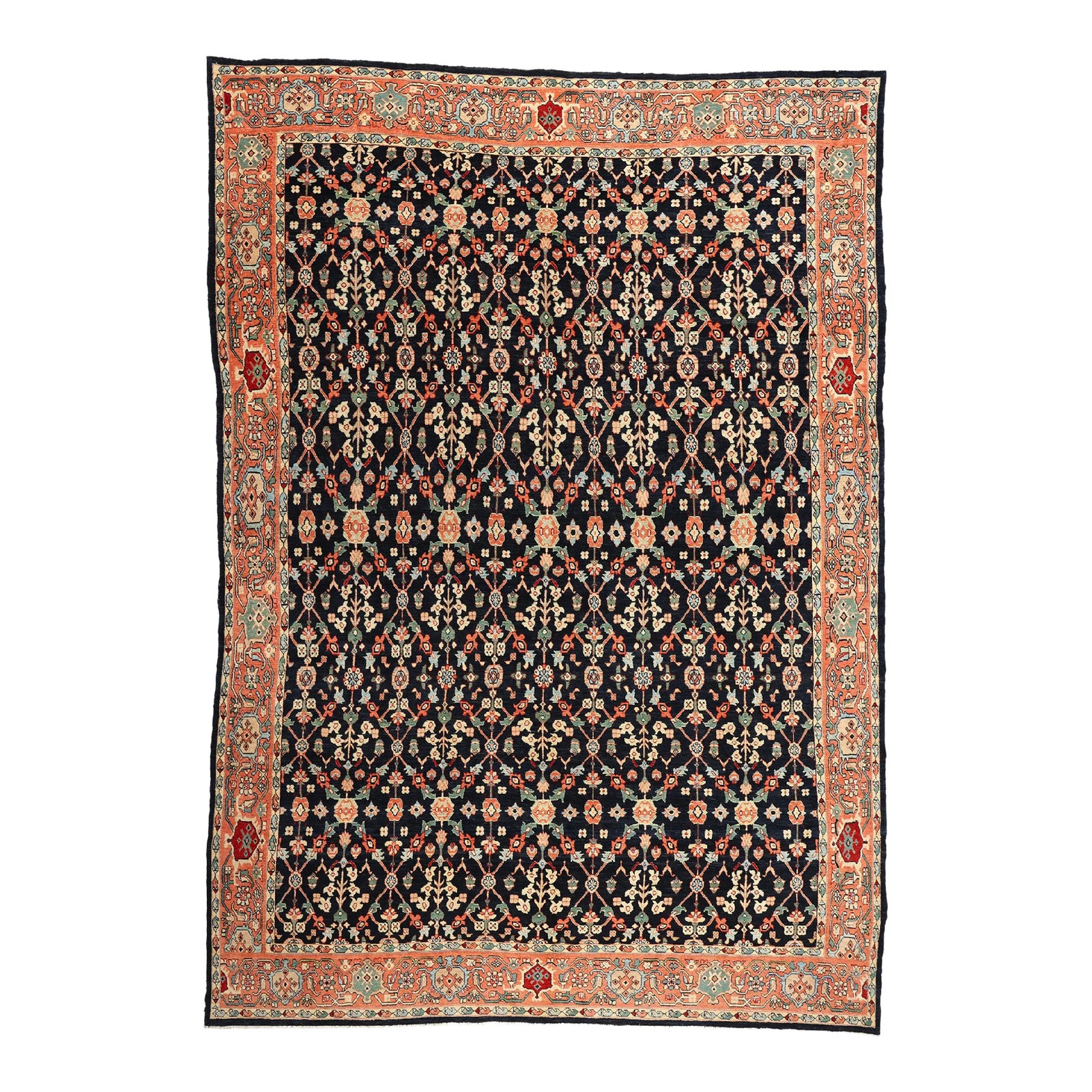 Oversized Black Persian Sultanabad Mahal Rug - 13'00 X 18'03 | Chairish
