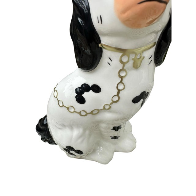 1950s 2 Classic Staffordshire Style Dog Statues. Pair English Style Spaniels Dogs For Sale - Image 4 of 12