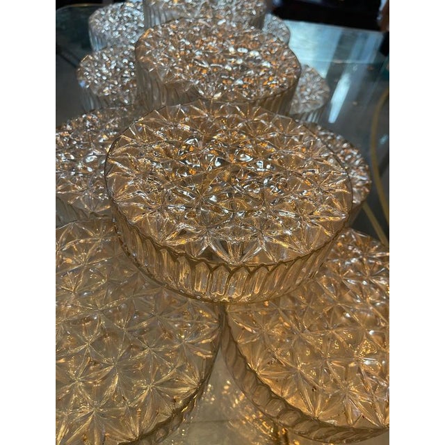 Mid-Century Round Clear Cut Glass Sconce or Flush Mount, Germany, 1960s For Sale - Image 9 of 10