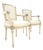 Pair of Directoire French Open Arms Painted Frames Arm Chairs For Sale