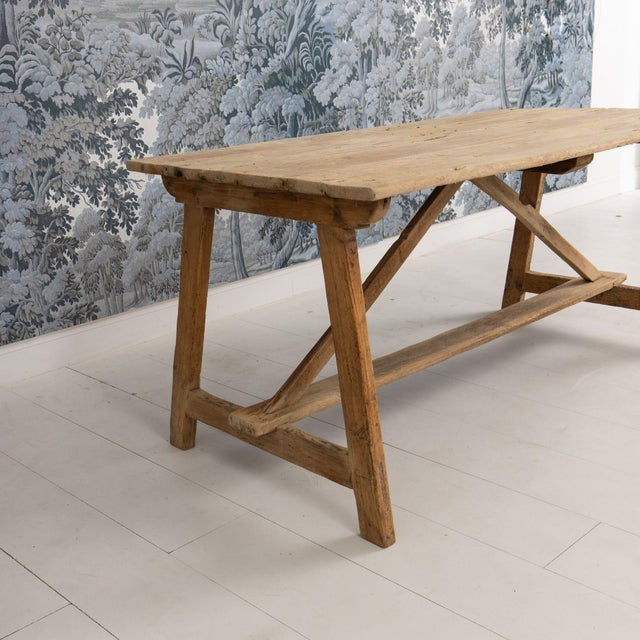Early 19th C. Italian Pine Trestle Table in Original Patina For Sale - Image 11 of 17