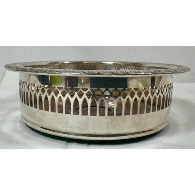 Silver Vintage Cavalier Silver Plate Wine Coaster With Wooden Bottom From England - Circa 1940 For Sale - Image 8 of 10