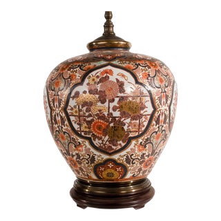 Antique Imari Japanese Pottery Ginger Jar Table Lamp For Sale