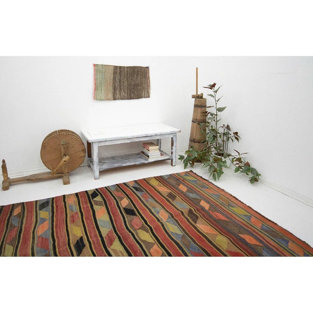 Vintage Turkish Wool Kilim Rug For Sale In Los Angeles - Image 6 of 7