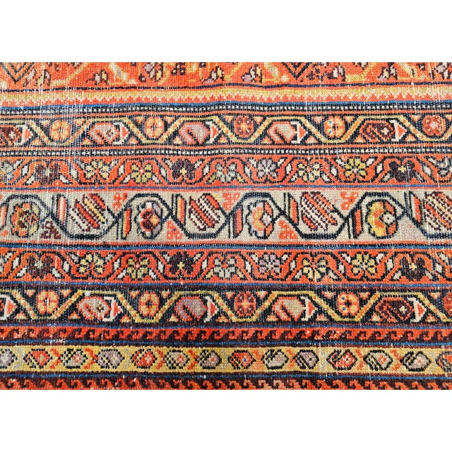 Vintage Persian Malayer Gallery Rug, Hand-Knotted Wool, Geometric Pattern, 7x17, Brick Red & Blue For Sale - Image 13 of 15