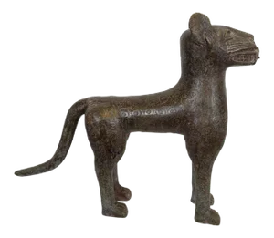 Vintage African Benin Bronze Leopard Sculpture