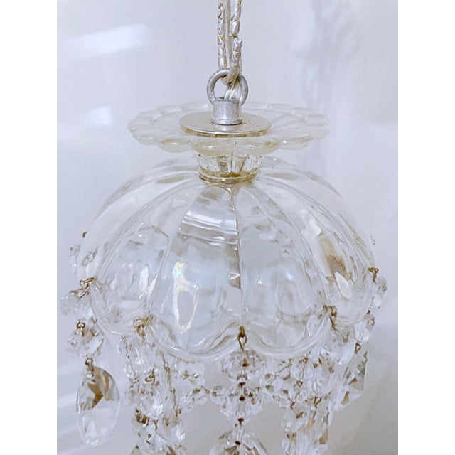 Modern 1950s Parachute Chandelier With Hand Cut Glass Dish For Sale - Image 3 of 7