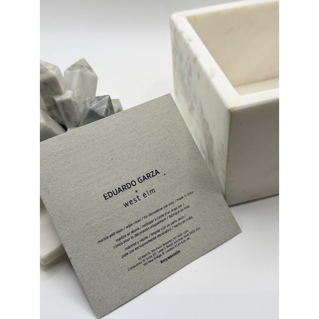 2020s West Elm by Eduardo Garza Marble Decorative Box White Marble Jewelry Keepsake Box For Sale - Image 5 of 8