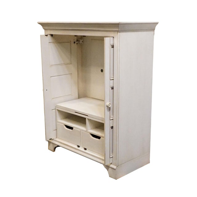 Wood Ethan Allen New Country Collection 46" Media Armoire / Entertainment Cabinet 33-9810 - 610 Cotton Finish For Sale - Image 7 of 18