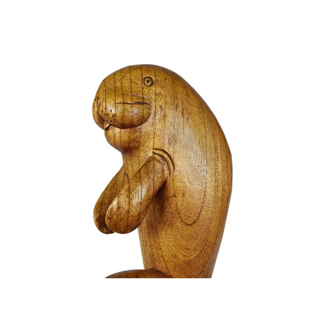 Hand Carved Wooden Sealion Seal Sea Animal Figurine For Sale - Image 6 of 7