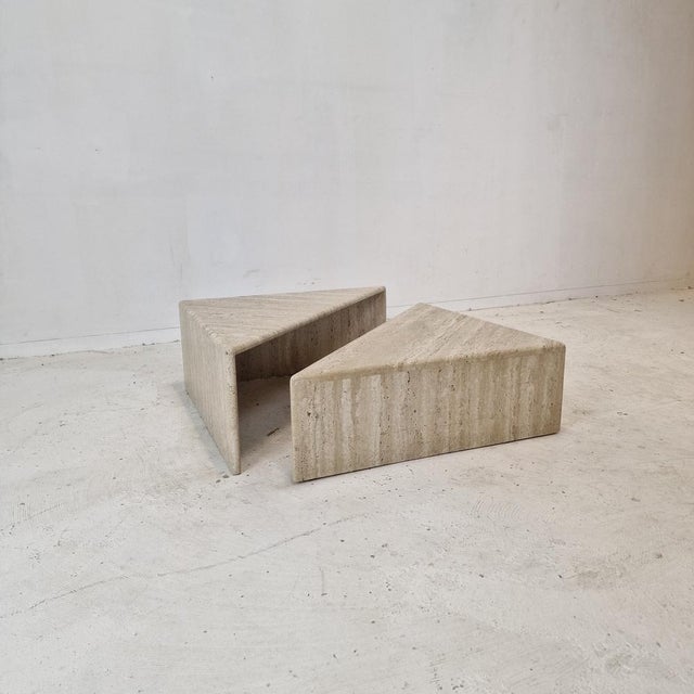 Italian Rectangular Coffee Table in Travertine, 1980s, Set of 2 For Sale - Image 11 of 18