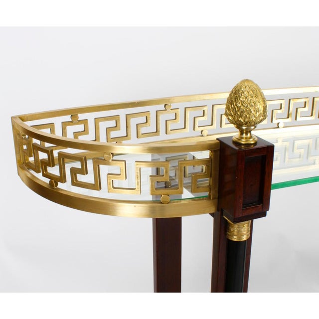 Wood Vintage Versace Ormolu Mounted Curved Glass Display Unit 20th Century For Sale - Image 7 of 16