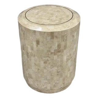1970s Maitland Smith Tessellated Stone Round End Table For Sale