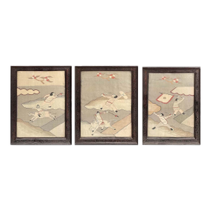 19th Century Set of 3 Framed Chinese Kesi Textiles