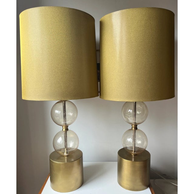 Arteriors Home Glass & Gold Lamps & Shades-a Pair For Sale In New York - Image 6 of 6