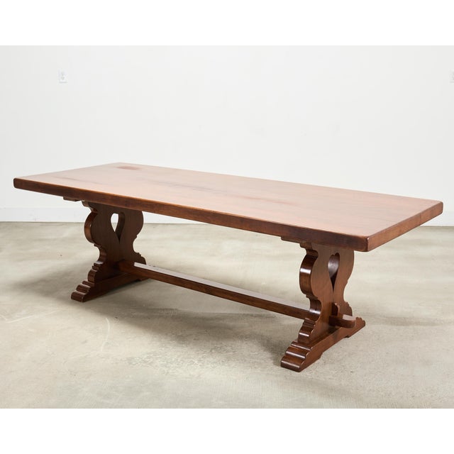 Country French Provincial Oak Trestle Farmhouse Dining Table 8 Ft For Sale - Image 14 of 18