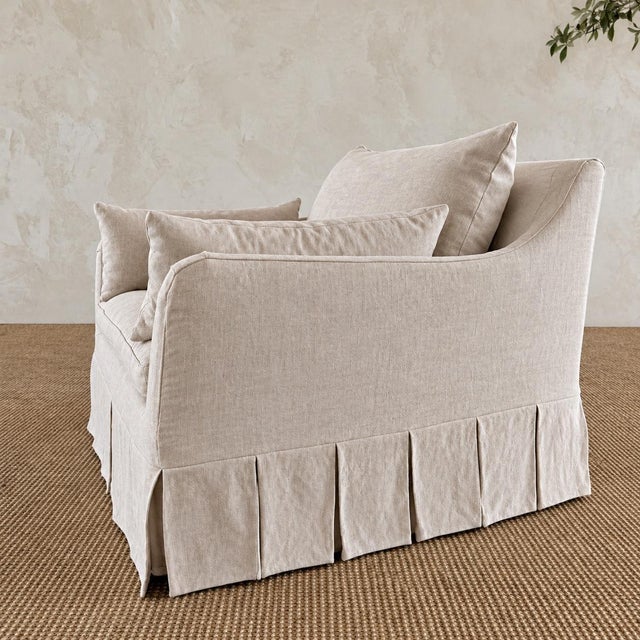 Parisian Chair Slip Covered in Belgian Linen- Oyster For Sale In Los Angeles - Image 6 of 9