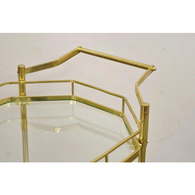 Mid 20th Century Mid 20th Century Italian Modern Brass and Glass 3 Tier Rolling Bar Cart Serving Table For Sale - Image 5 of 12
