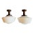 Rare Antique Pair of Large Milkglass Flushmounts on Rustic Holders For Sale