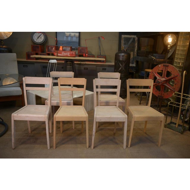 Old bistro chairs from the Stella brand from the 1940s, in beech with raw sandblasted finish. This piece has an...