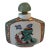Vintage Hand Painted Chinese Porcelain Snuff Bottle With Jade Top For Sale